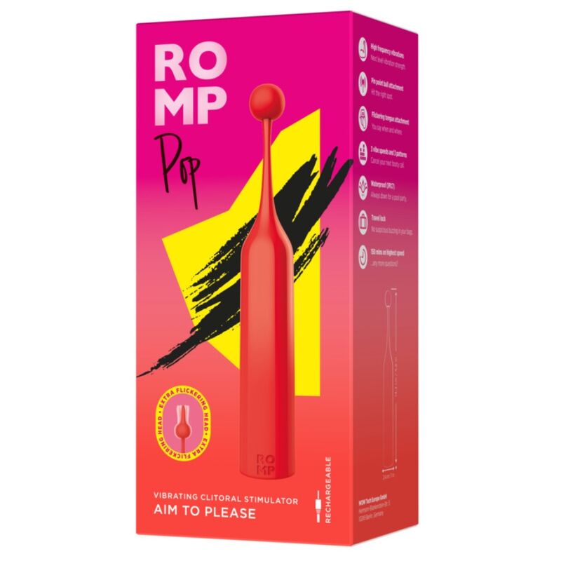 Stimulateur Clitoridien Pop Vibrations Multiples Étanche Rouge - Romp