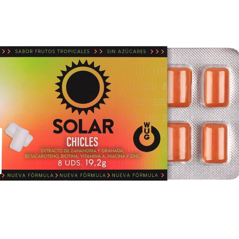 Chewing-Gum Énergie Wug Solar Vitamines Zinc Fruits Tropicaux 8 Unités