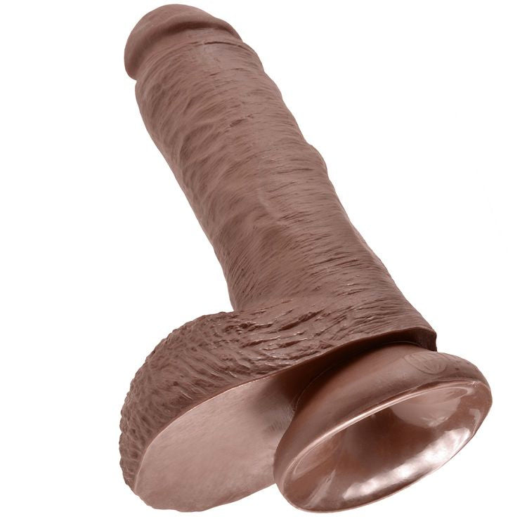 Dessous du gode King Cock marron avec la ventouse et les testicules