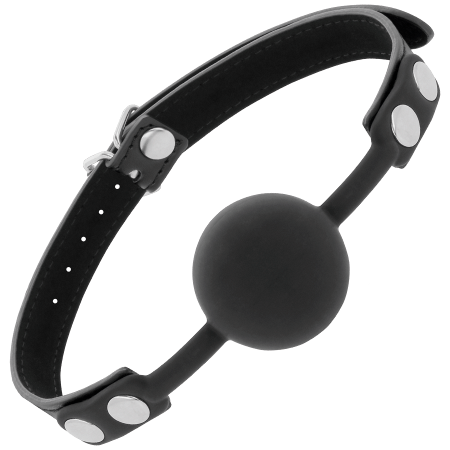 Bâillon Boule Silicone - Lanières Cuir Ajustables - Darkness
