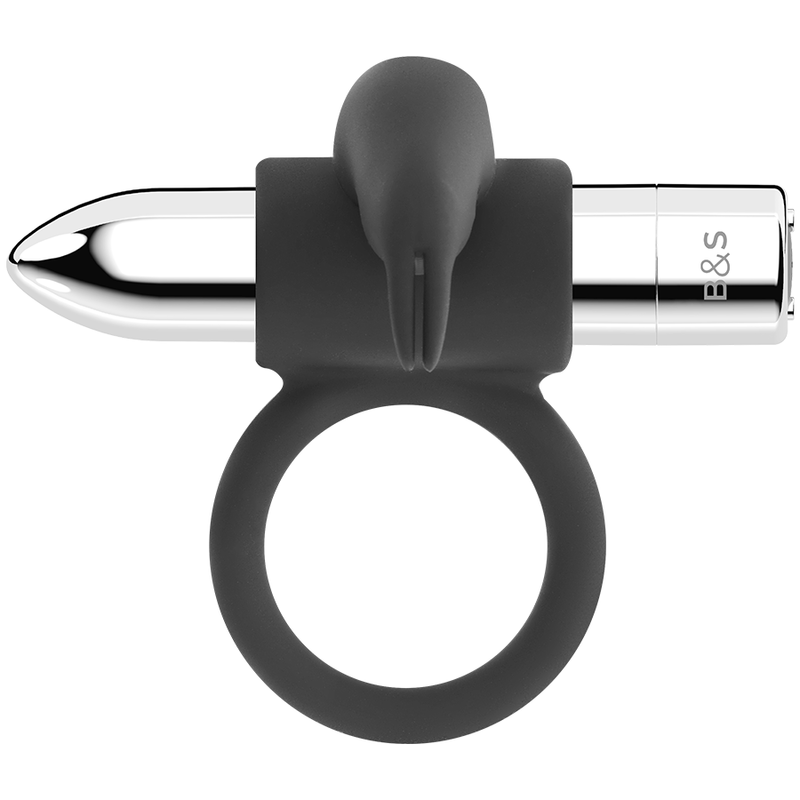Cockring Vibrant Burton Rechargeable Silicone 10 Modes - Black&Silver
