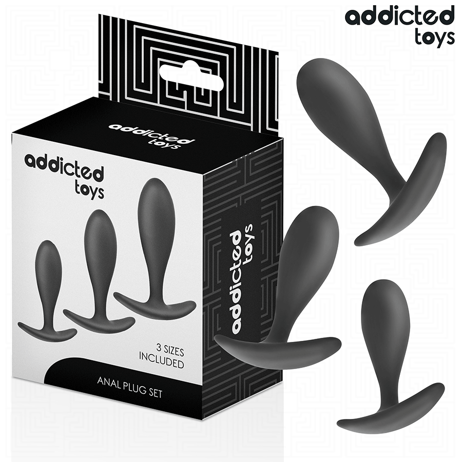 Kit 3 Plugs Anaux Progressifs Silicone Base Ancre 3 Tailles - Addicted Toys