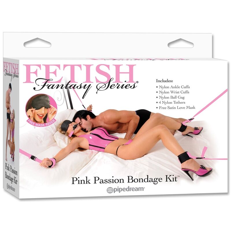 Kit Bondage Menottes Fourrure Rose Verrouillage Rapide - Fetish Fantasy