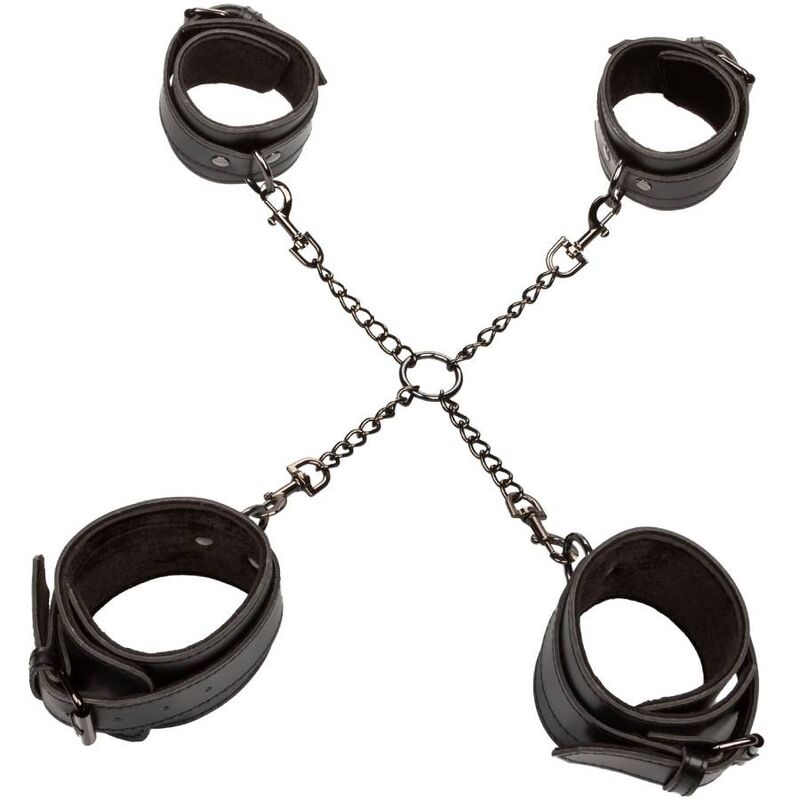 Kit Hogtie Bondage Euphoria 4 Menottes Réglables Cuir Vegan - CalExotics