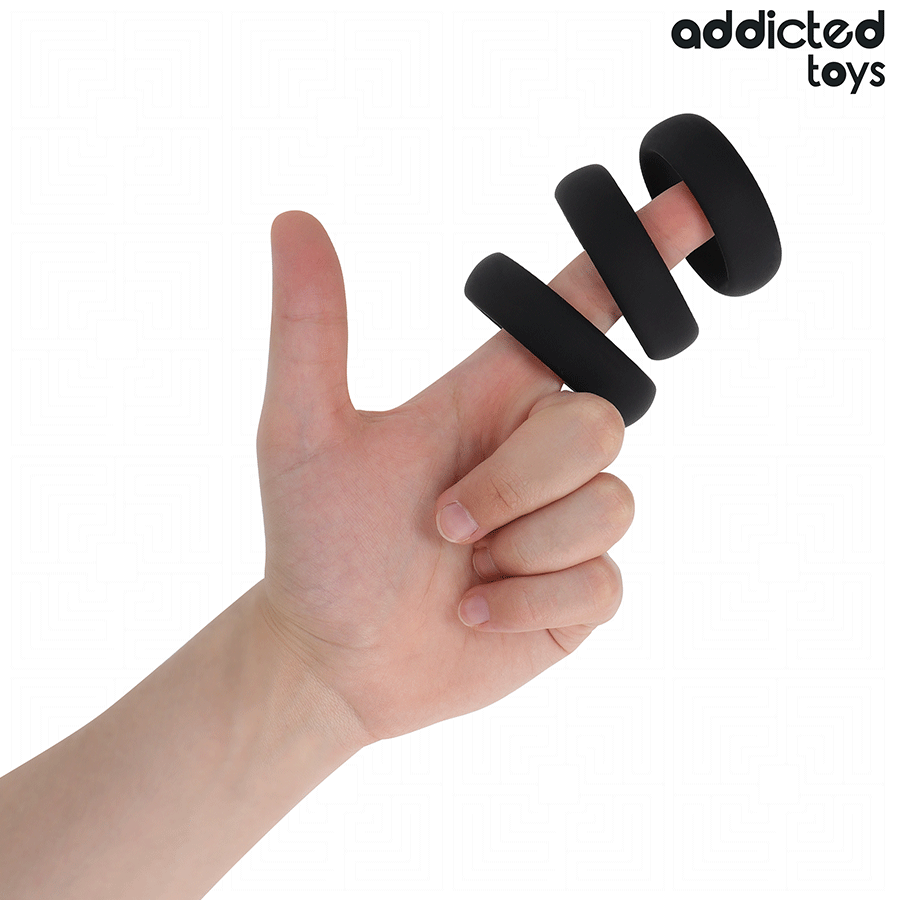 Lot de Cockrings en Silicone Souple 3 Anneaux - Addicted Toys