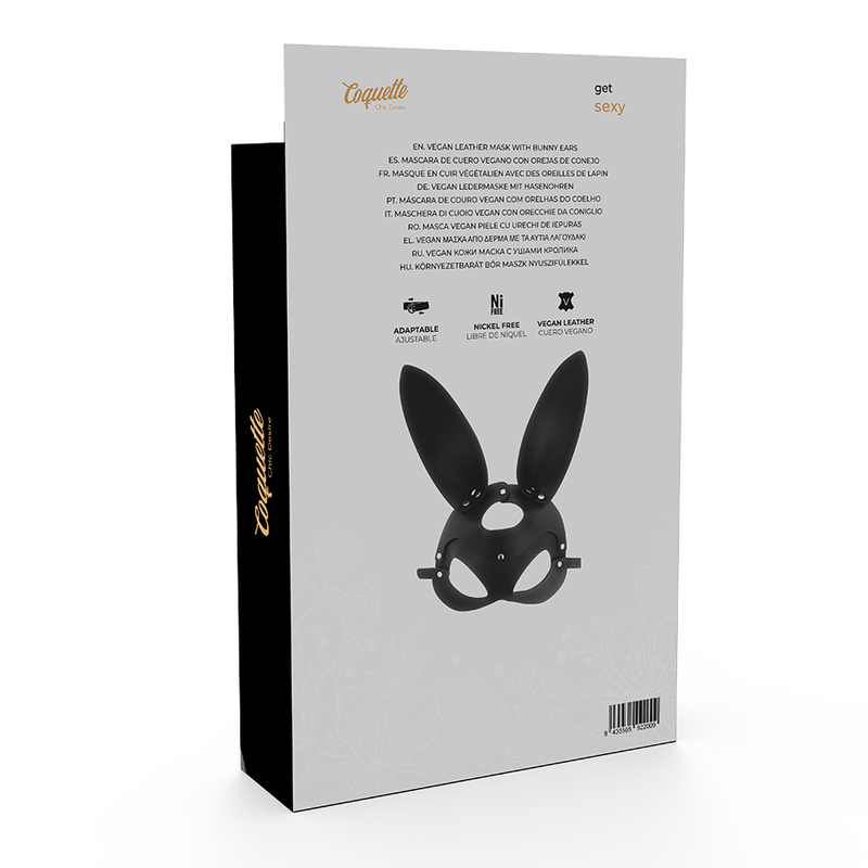 Masque Loup Oreilles de Lapin Cuir Vegan Élégant - Coquette