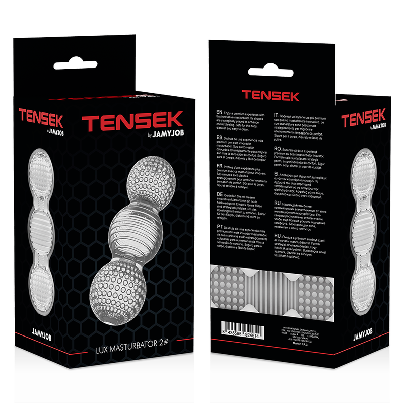 Masturbateur Transparent Tensek 2 Texture Spiralée Tunnel Stimulant - Jamyjob