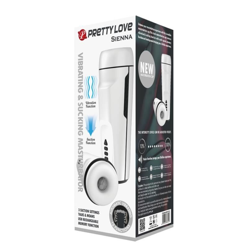 Masturbateur Vibrant Sienna Aspiration Chauffant 12 Vibrations USB - Pretty Love