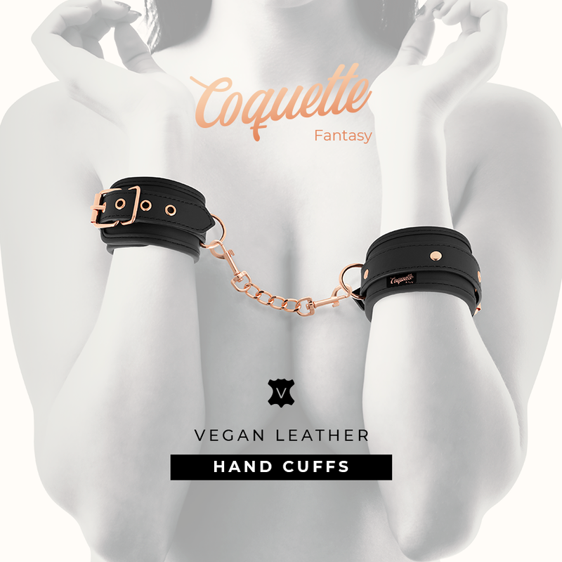 Menottes BDSM Chic Desire Cuir Végan Doublure Néoprène Sans Nickel - Coquette