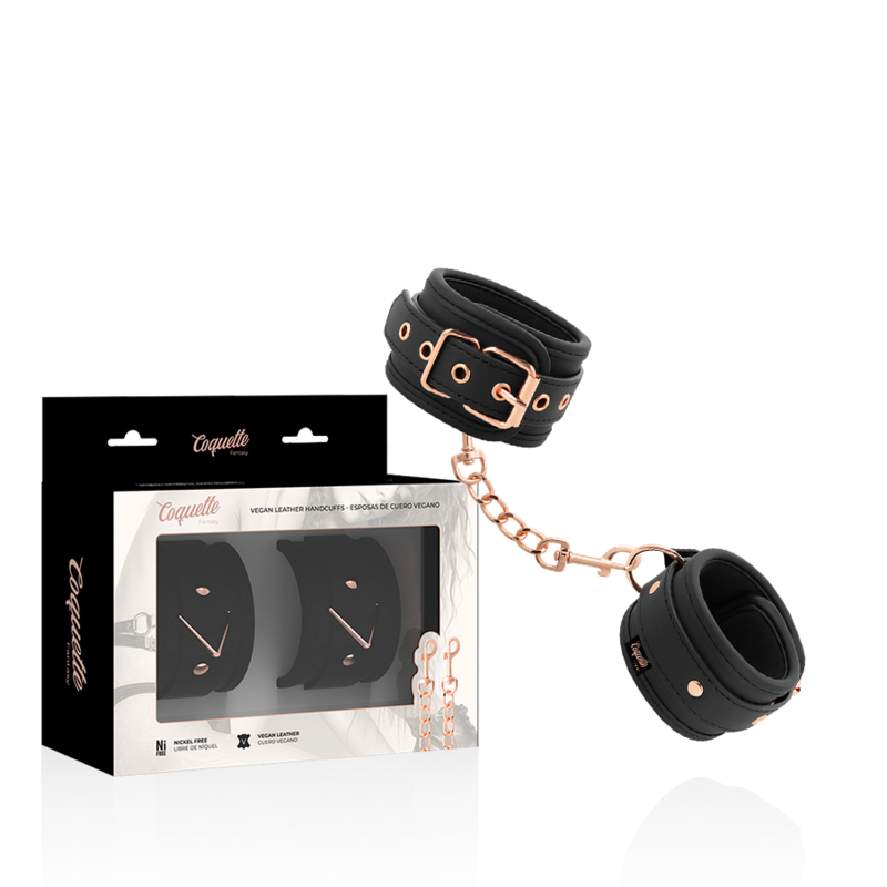 Menottes BDSM Chic Desire Cuir Végan Doublure Néoprène Sans Nickel - Coquette