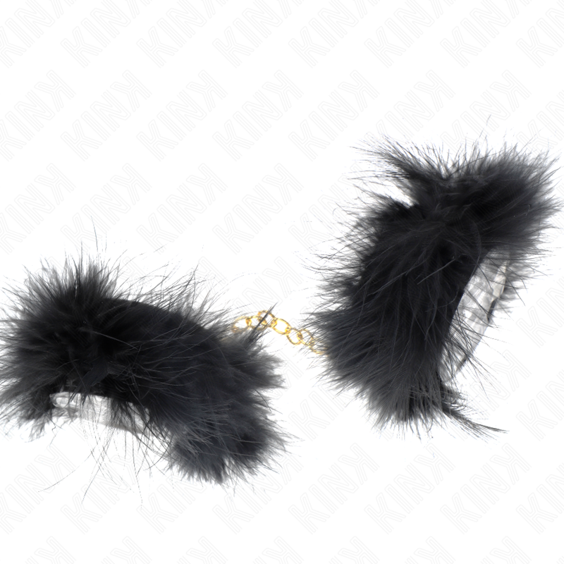 Menottes BDSM Plumes Manchettes Chaîne Dorée Confort - Kink