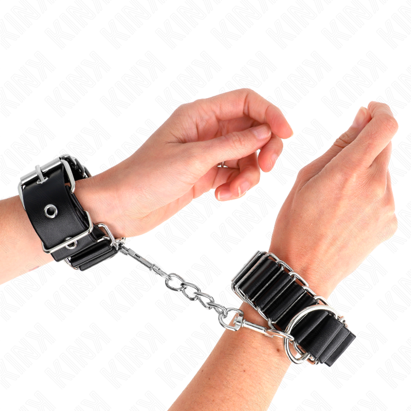 Menottes BDSM Poignets Fines Charnières Noir Réglables 16-22 cm - Kink