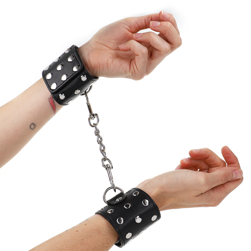 Menottes BDSM Rivets Fermeture Pression Ajustables 19-24 cm - Kink