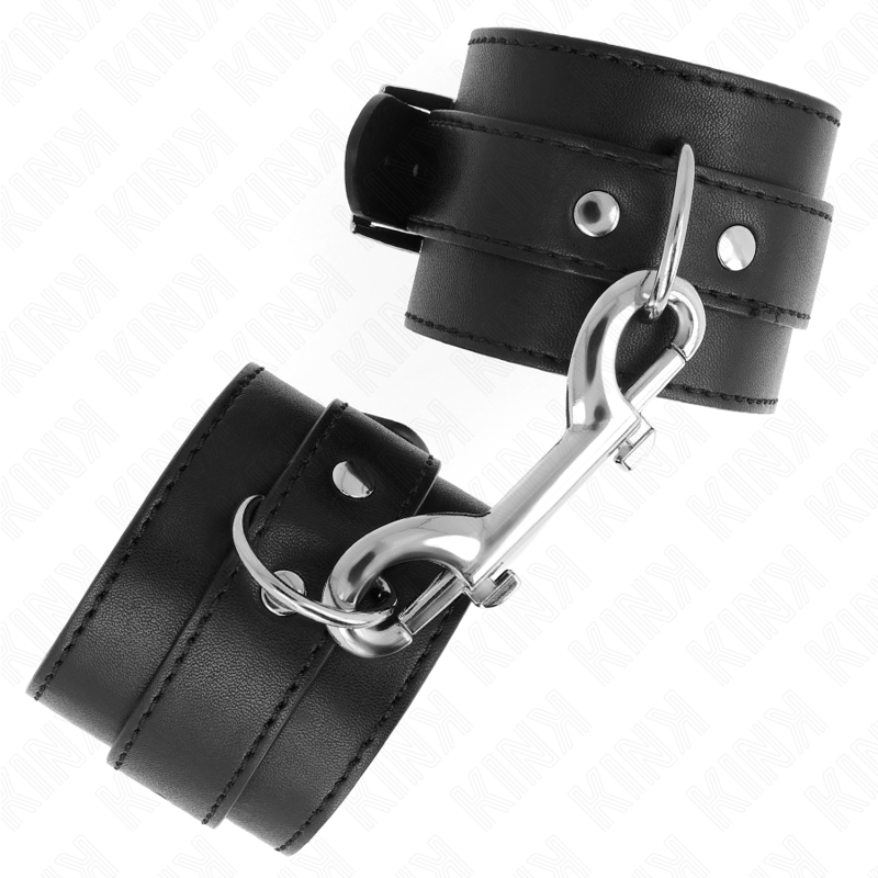 Menottes Poignets BDSM Cuir Rivets Boucle Réglable 17-28 cm - Kink