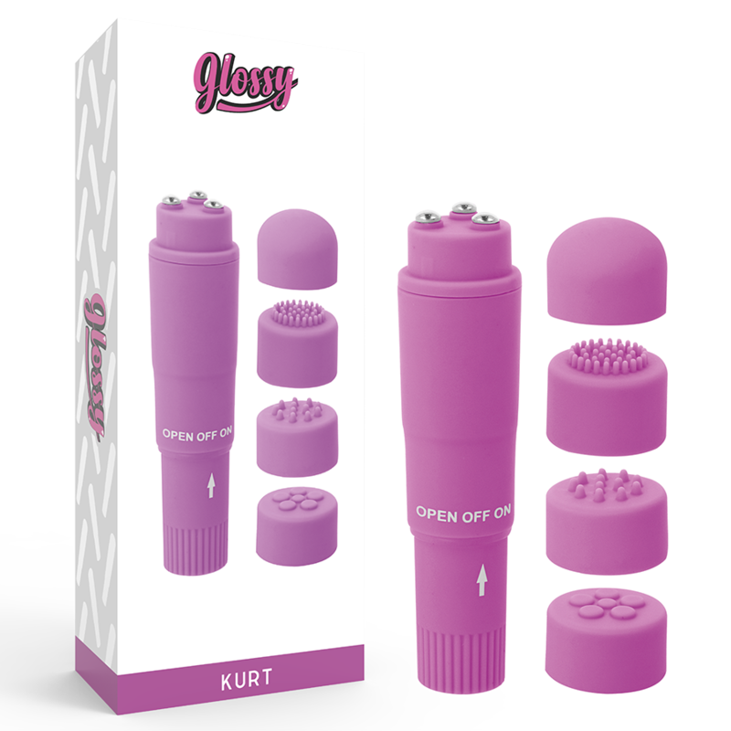 Mini Vibromasseur de Poche Kurt - 4 Têtes Interchangeables - Glossy