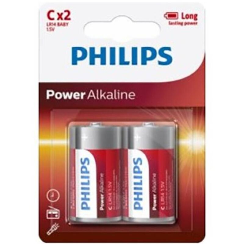 Piles Alcalines Power C LR14 Blister de 2 - Philips