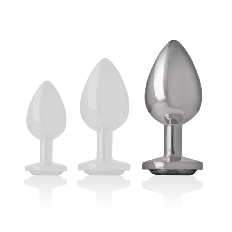 Plug Anal Bijou Métal Aluminium Verre Noir Taille L - Intense