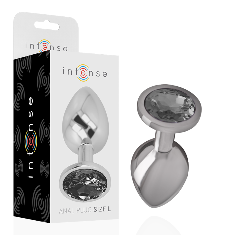 Plug Anal Bijou Métal Aluminium Verre Noir Taille L - Intense