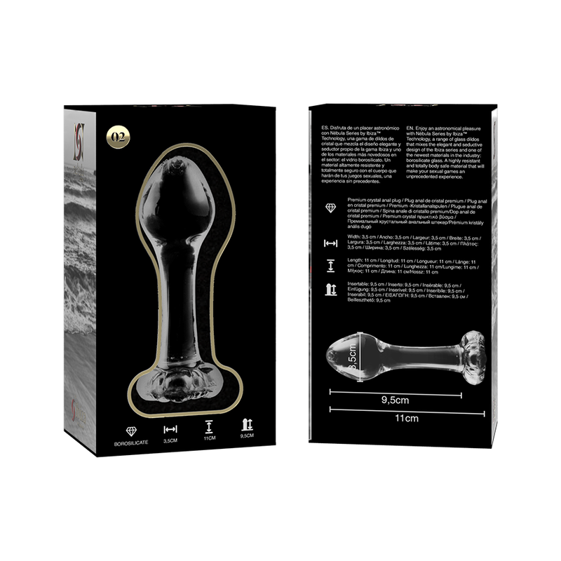 Plug Anal Verre Borosilicate Modèle 2 Transparent 11 cm - Nebula Series By Ibiza