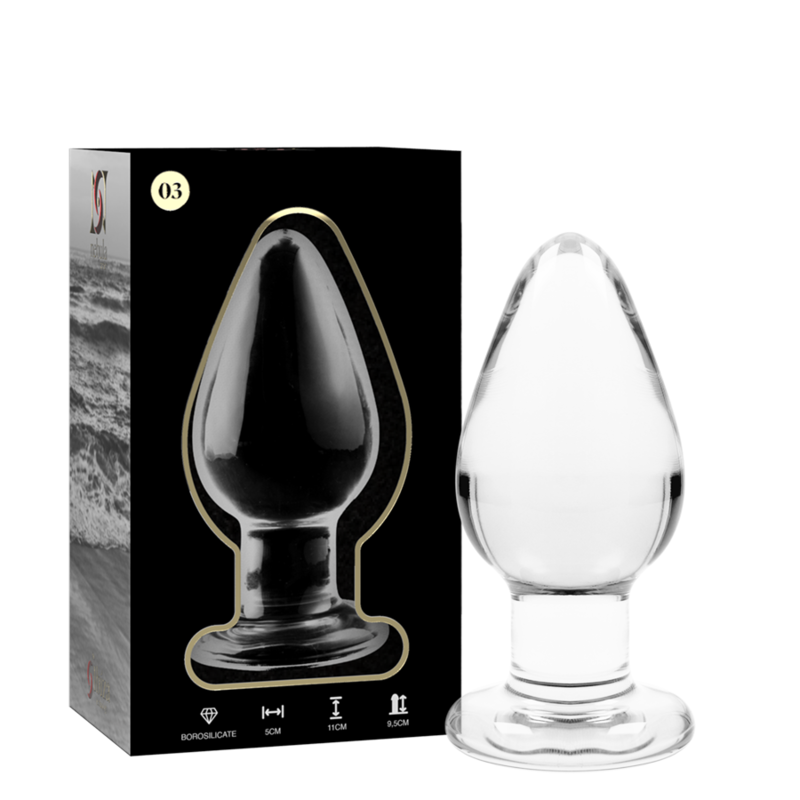 Plug Anal Verre Borosilicate Modèle 3 Transparent 11 cm - Nebula Series By Ibiza
