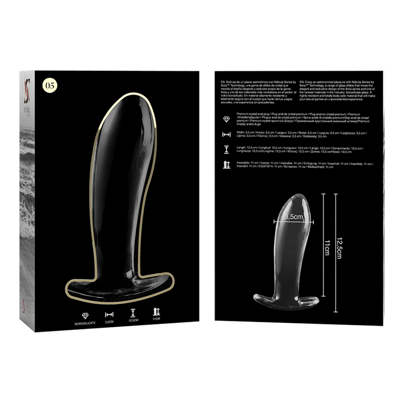 Plug Anal Verre Borosilicate Modèle 5 Transparent 12,5 cm - Nebula Series By Ibiza