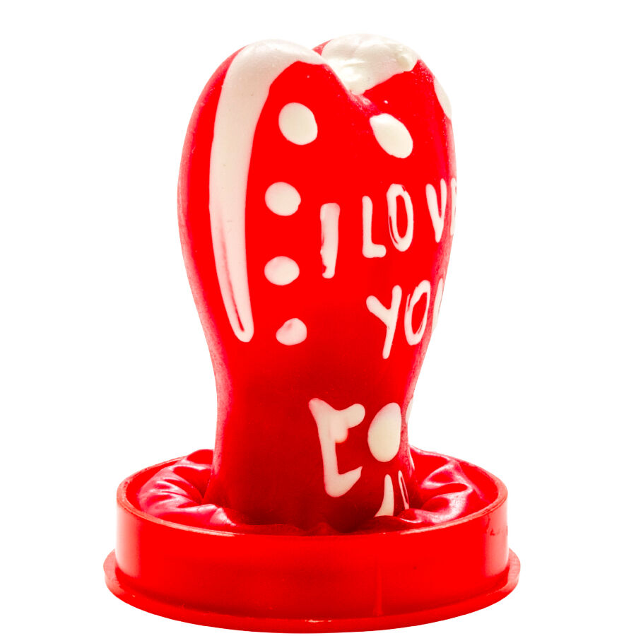 Préservatif Fantaisie Peint Main Forme Cœur Je T'aime Latex - Condomerie