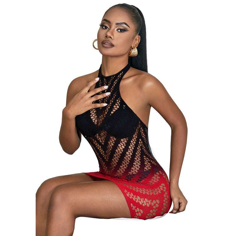 Robe Résille Élastique Dégradé Rouge et Noir Taille Unique - Subblime