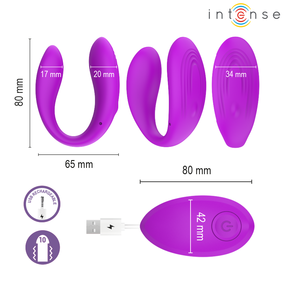 Stimulateur Clitoridien Nora Pince Vibrante en U 10 Modes Télécommande - Intense