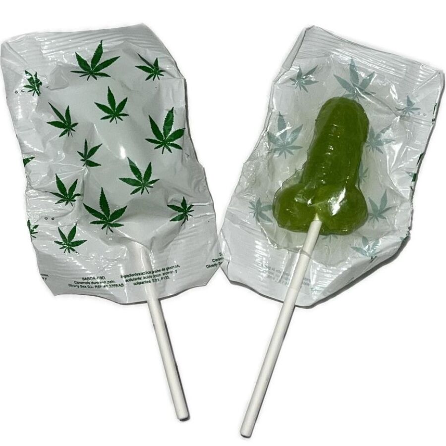 Sucette Forme Pénis 3 Arômes Fraise Cannabis Cola Cadeau Gag - Diablo Goloso