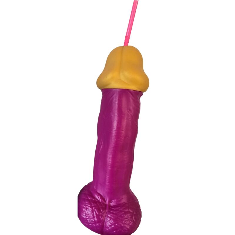 Verre Pénis Humoristique Plastique Fuchsia 500 ml - Diablo Picante