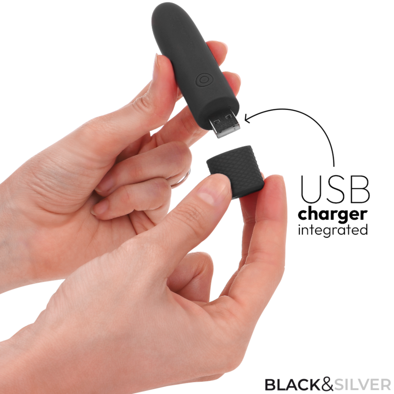 Vibromasseur Bullet Geri Rechargeable USB 8 Vibrations Submersible - Black&Silver