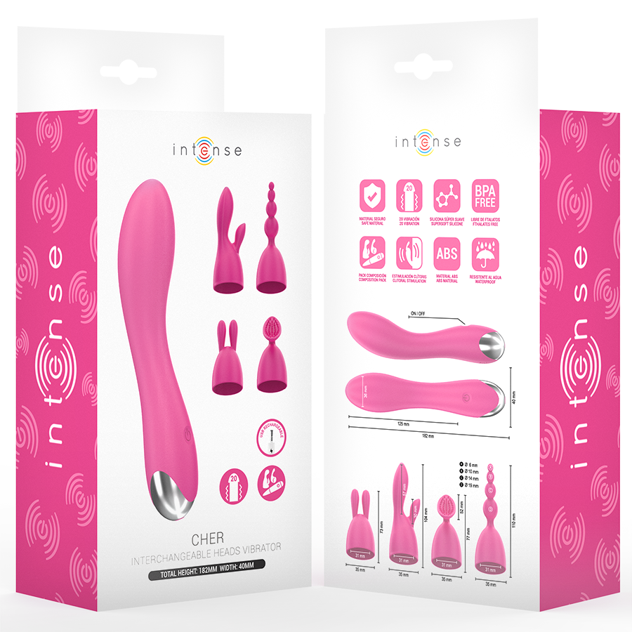 Vibromasseur Clitoridien Cher 4 Embouts Interchangeables 20 Modes - Intense