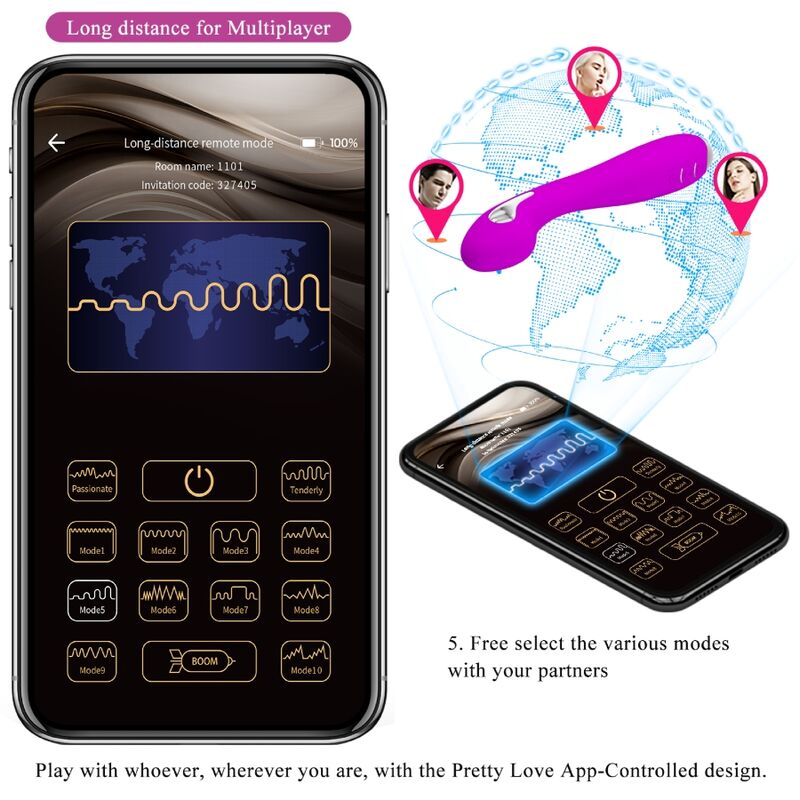 Vibromasseur Connecté Hector Électrostimulation 12 Vibrations App - Pretty Love