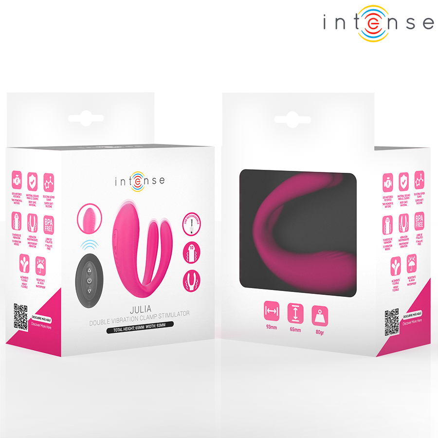 Vibromasseur Couple Julia Double Moteur 10 Modes Télécommande - Intense