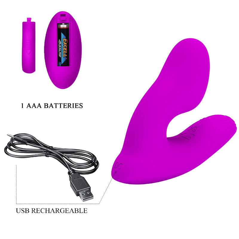 Vibromasseur Point G & Clitoris Melvin Télécommande 12 Modes - Pretty Love