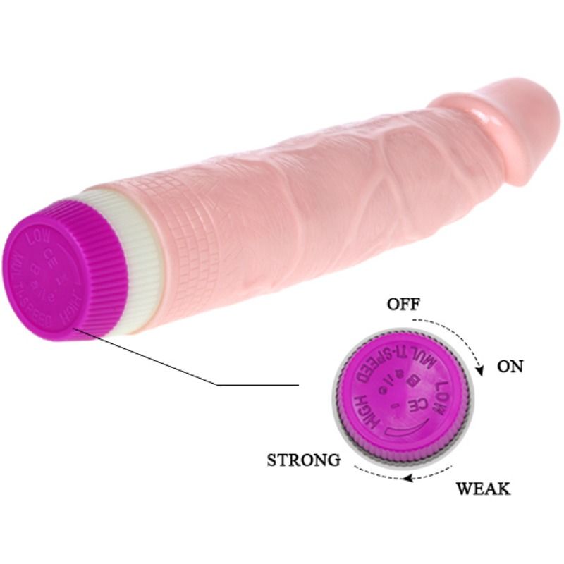 Vibromasseur Réaliste Débutant 21,5 cm Multivitesse Veiné - Baile