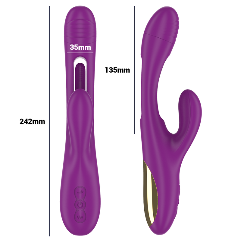 Vibromasseur Rabbit Apolo Langue Oscillante 7 Vibrations Rechargeable - Intense