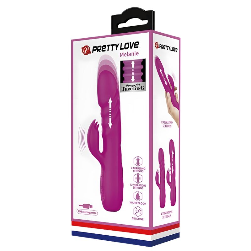 Vibromasseur Rabbit Melanie Rotation Poussée 12 Vibrations Rechargeable - Pretty Love